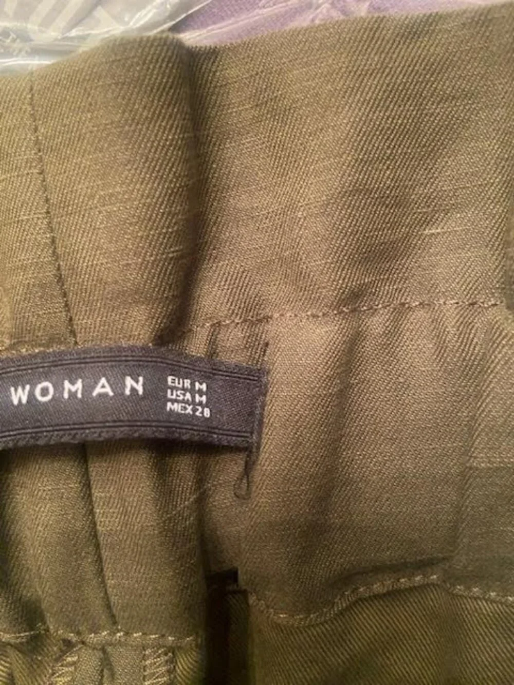 Zara Woman Olive Linen Blend High Rise Pleated Trousers Size M